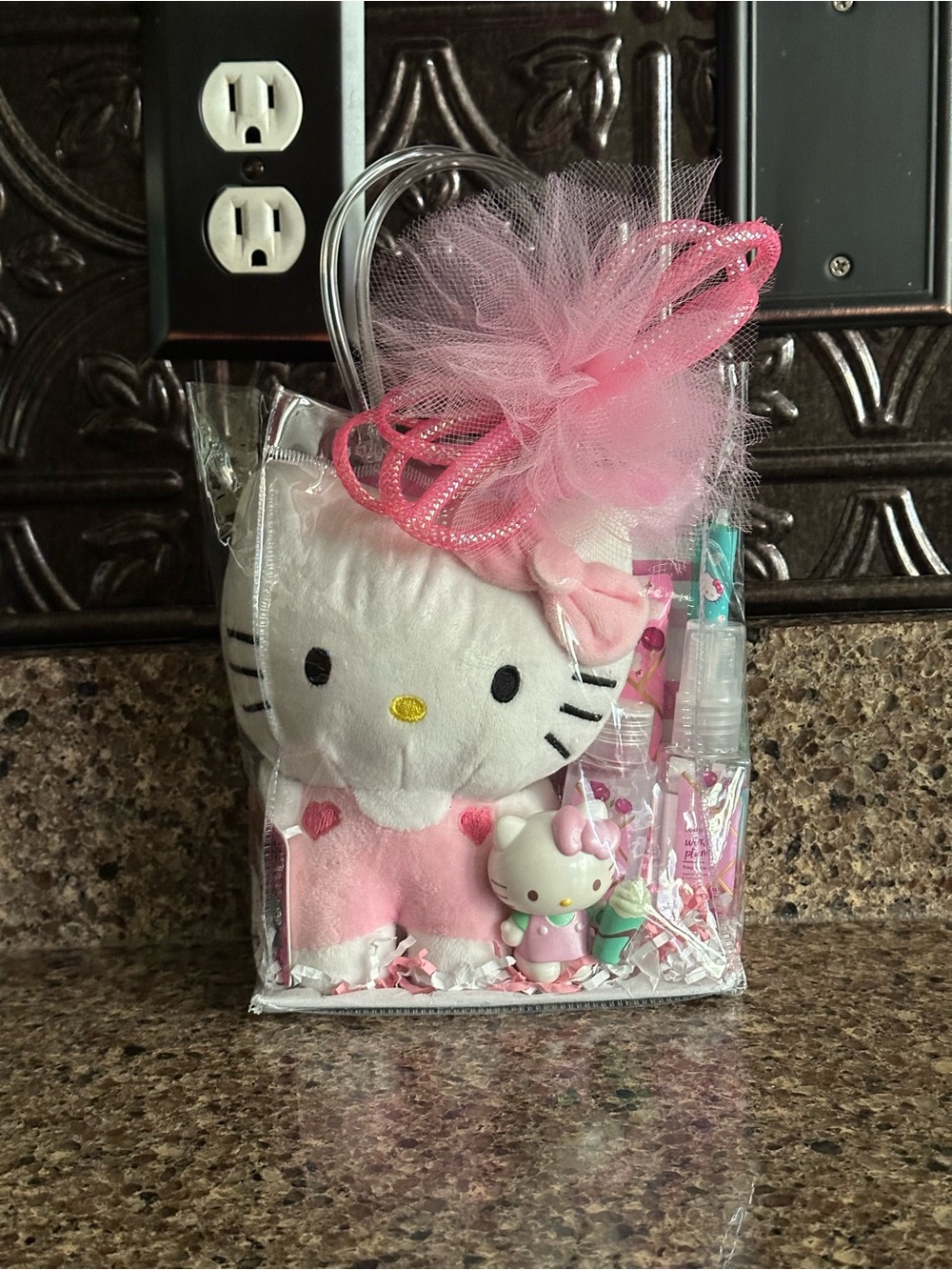 Hello Kitty Pink Plush Gift Set with Bow and Mini Figure